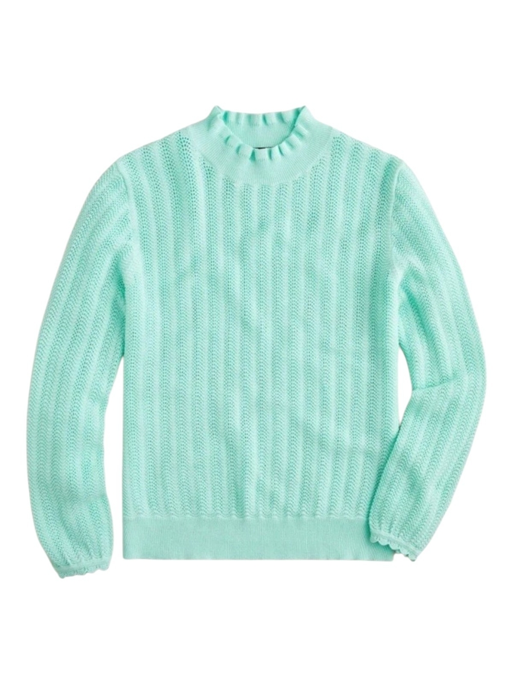 J. Crew Mint Ribbed Mock Neck Sweater 100% Cotton size XL - Picture 2 of 8